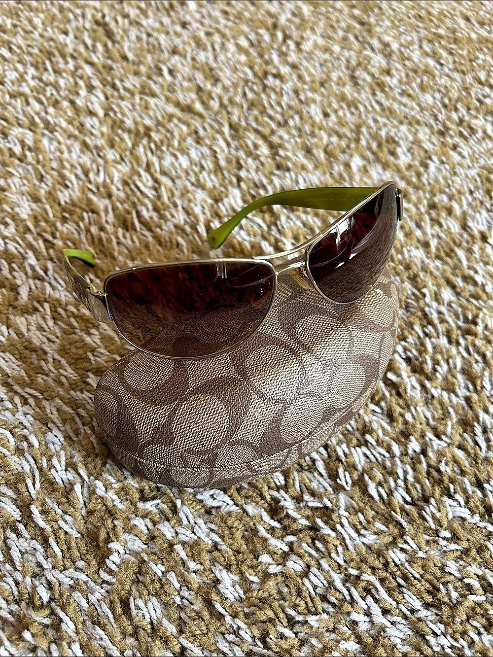 Coach HC 7012 L038 Caroline Aviator Sunglasses Brown & Green
